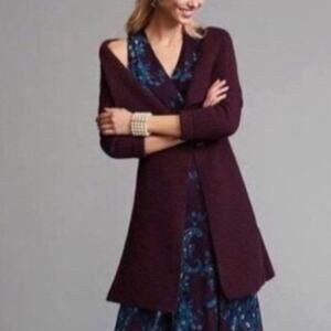 Cabi Regal maroon wine purple long button front cardigan sweater Medium #3350
